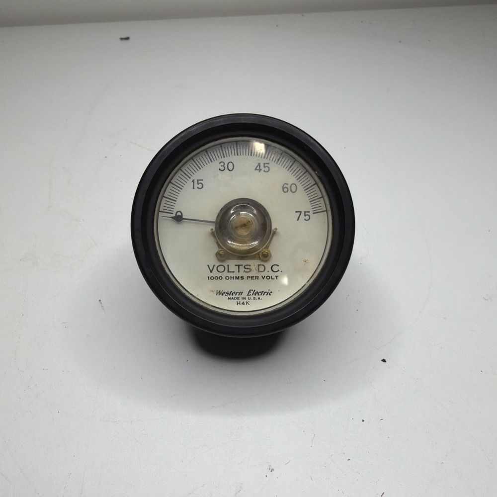 Vintage Western Electric H4K 0-75 Volts DC Round Panel Meter